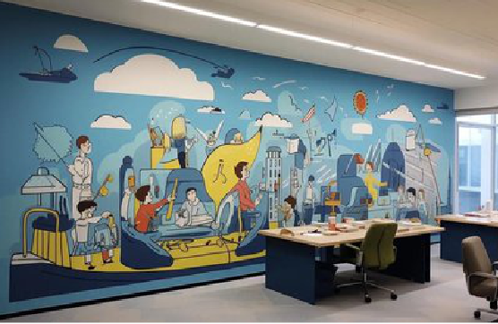 石林办公室墙绘的特点。